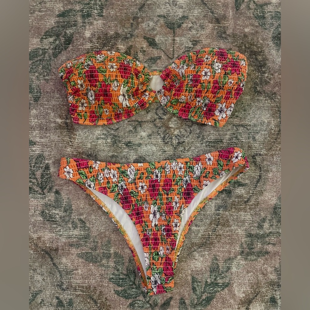 Floral Strapless Bikini Set